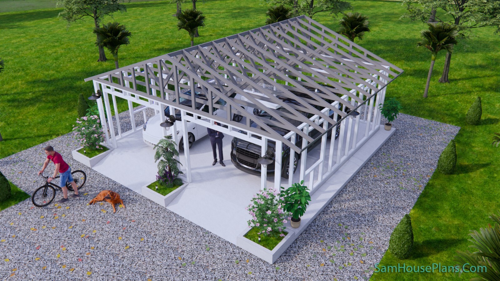 24×24 Feet 2 Cars Garage Shed Plan 7.3×7.3 Meter PDF Plans (A4 Hard Copy)