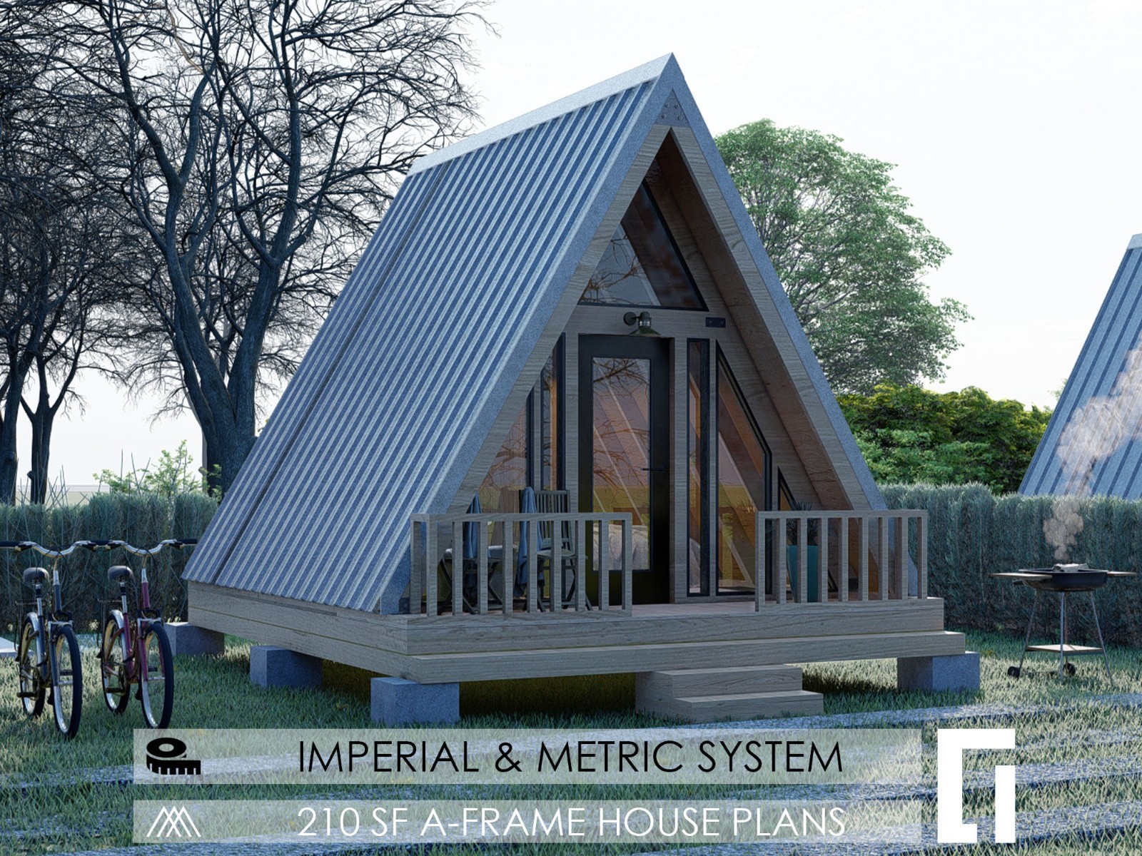 14’x18′ A Frame Cabin Plans 210 SqFt Pdf -210 Sq Ft House Plans Blueprints
