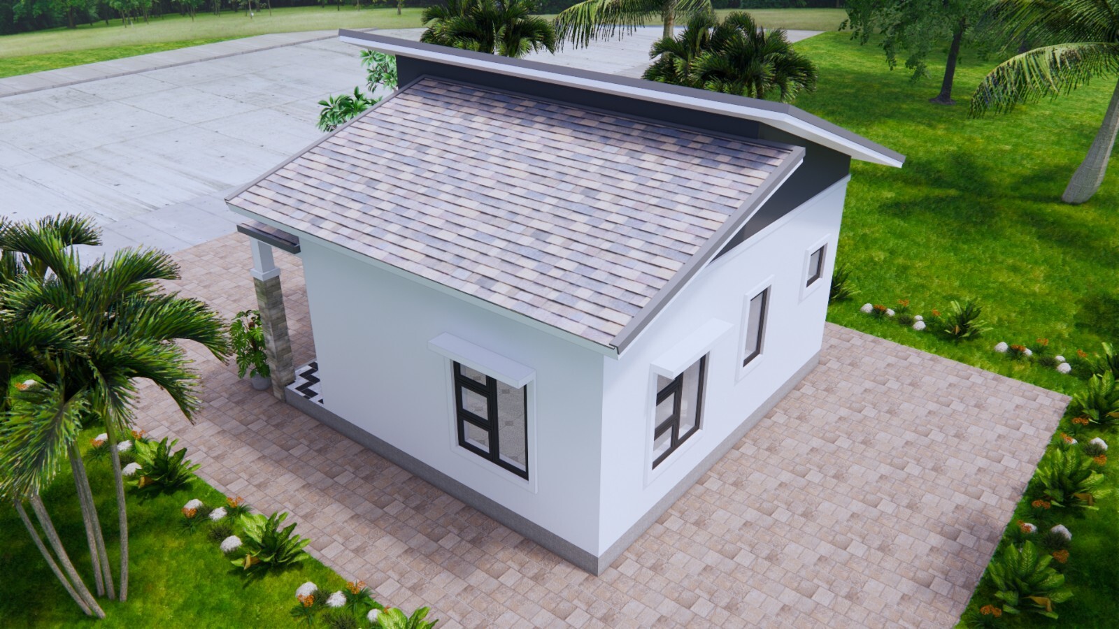 20×20 Feet Small House Plan 6×6 Meter 1 Bed 1 Bath Shed Roof PDF & A4 Hard Copy