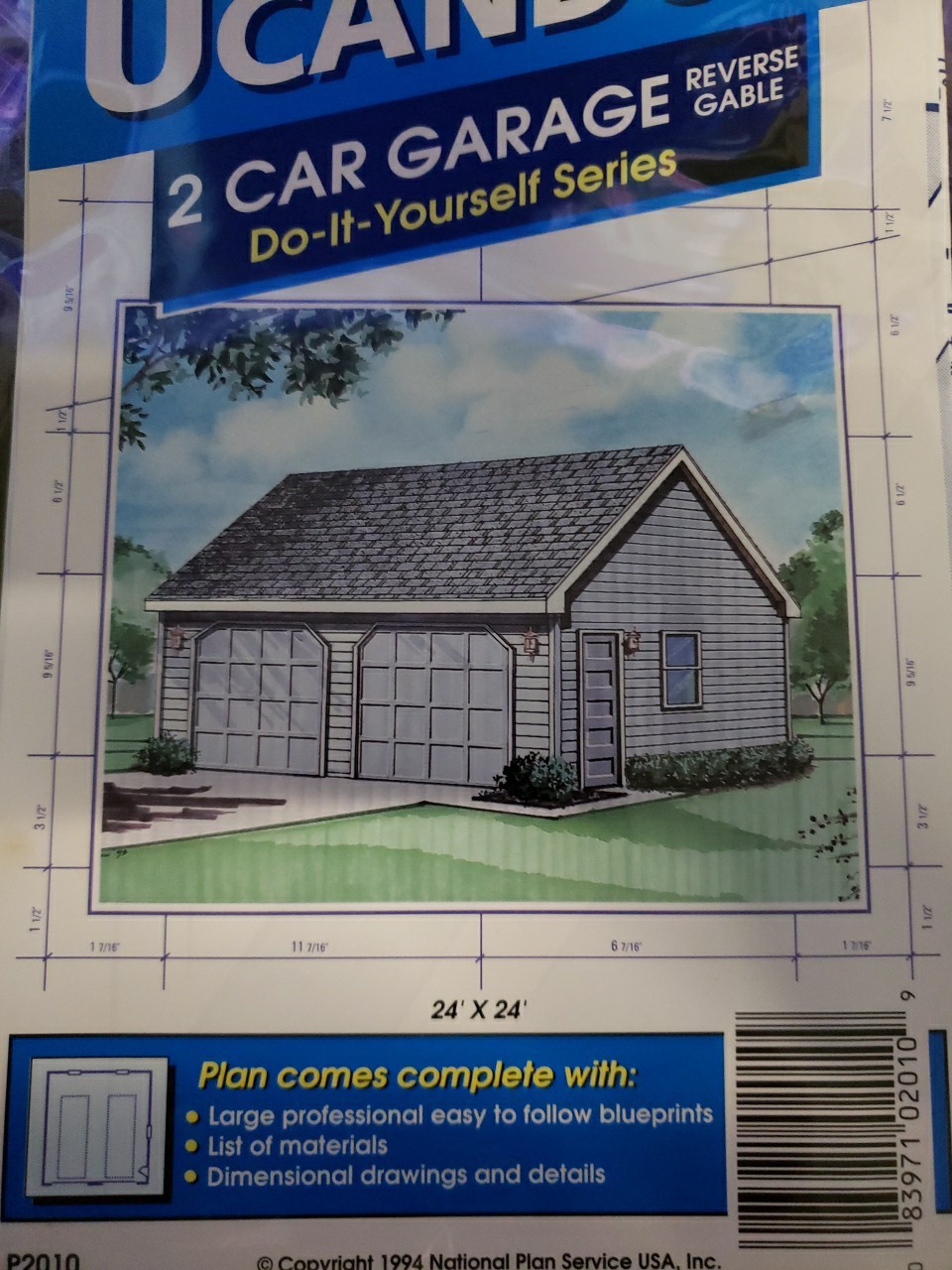 UCANDO P2010 2 car Garage Plans Rebagged With Material List NOS