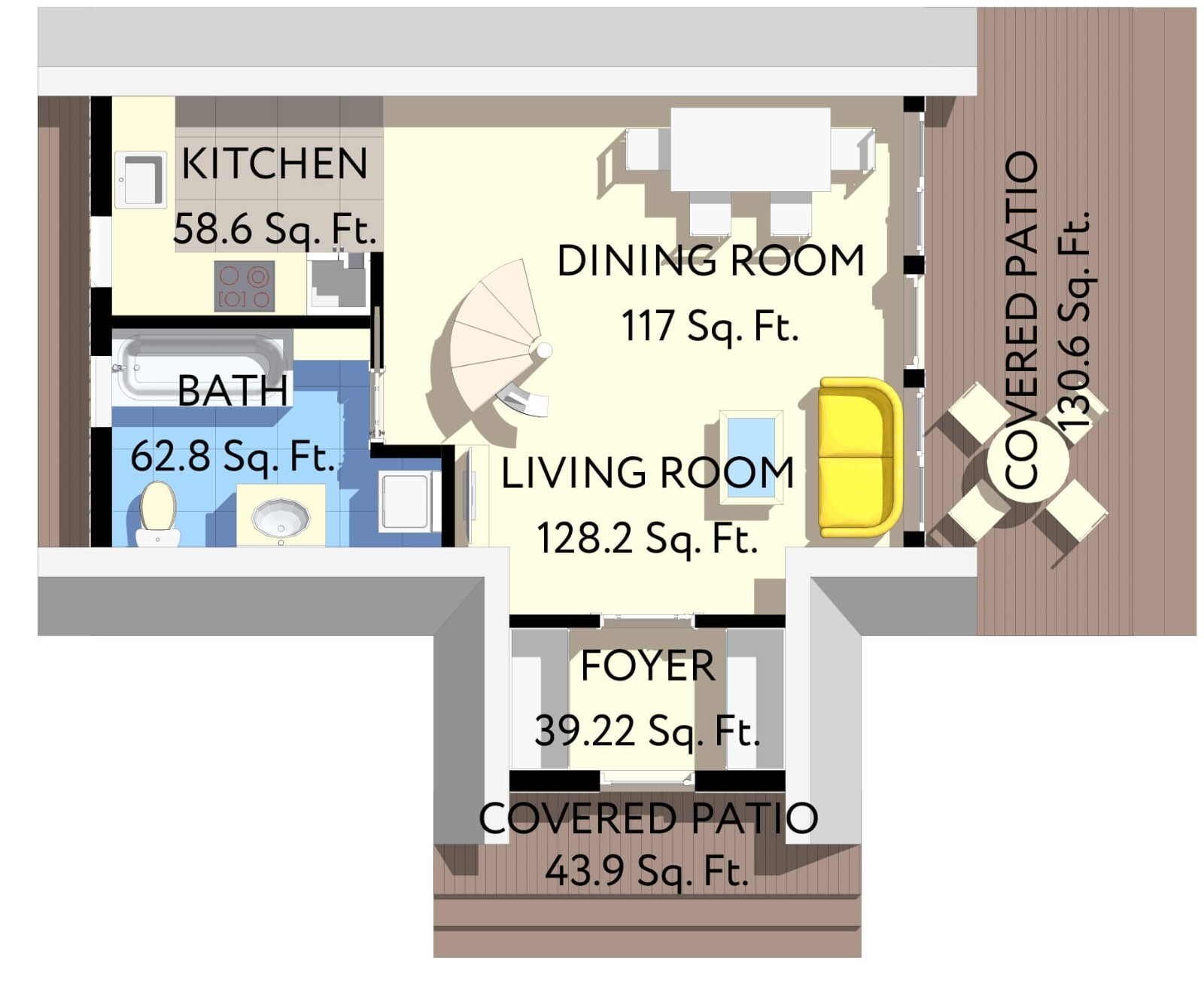 34’x28’ 1 Bedroom, 1 Bath Cozy A-Frame Cabin Architectural Plans PDF Download.