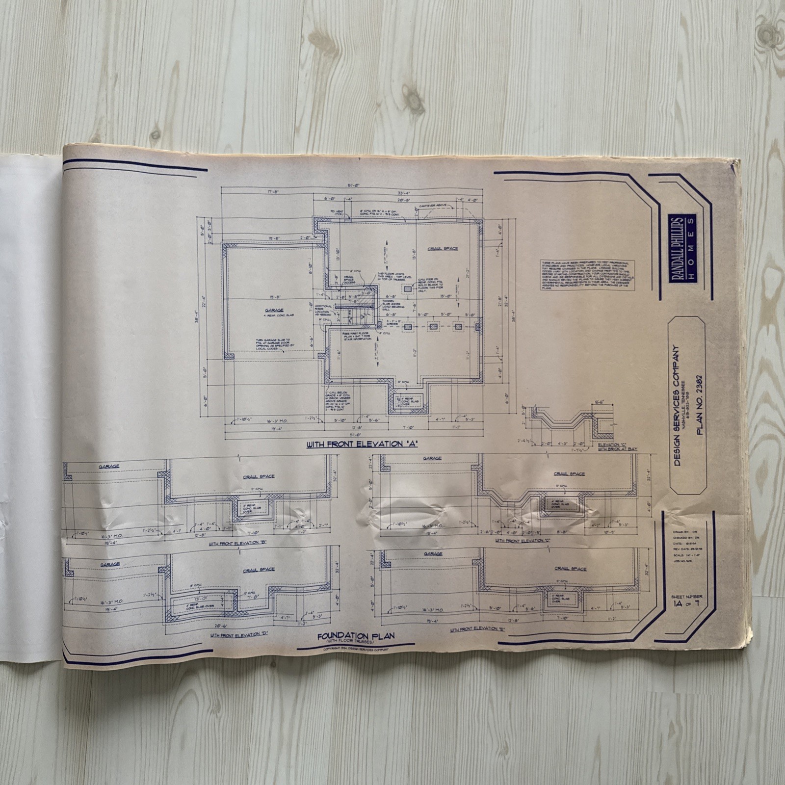 2-Story Colonial Gable-Front House 3 Bed 2.5 Bath 14page ORIGINAL Blueprint 1994