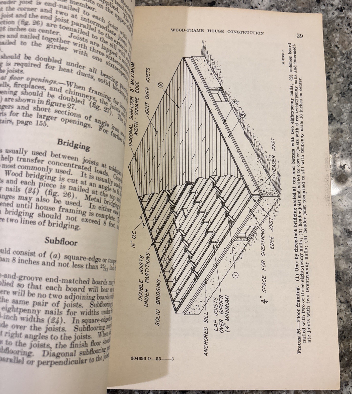 Vintage USDA Wood-Frame House Construction Handbook No. 73 Blueprint Cover 1955