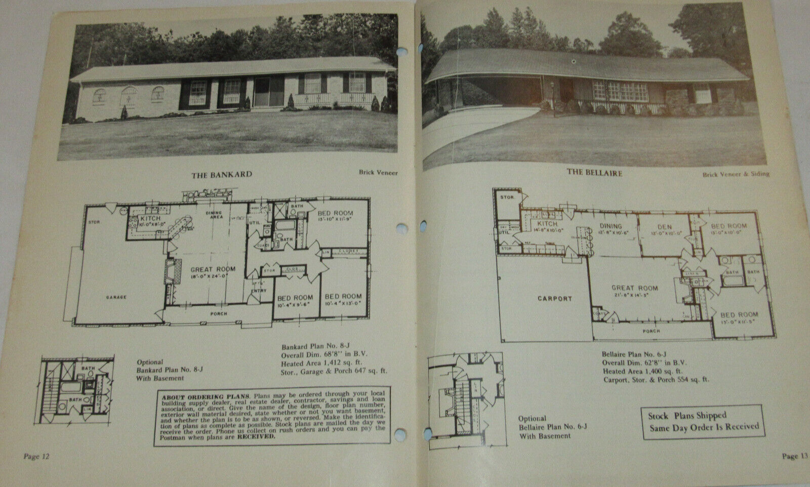 VTG 1970s ’16 HOMES FOR FAMILY LIVING-GREAT ROOM’ CATALOG OF HOUSE PLANS/LAYOUTS