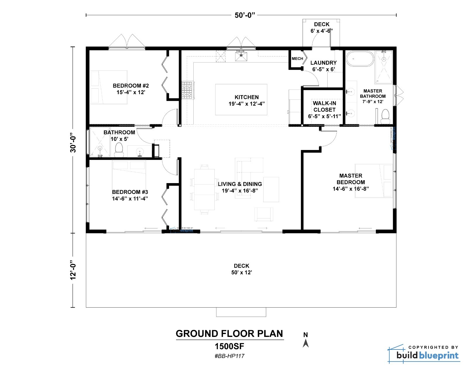 30×50 Lean Modern Cottage Custom Architectural Plans 1500SF – PDF Download