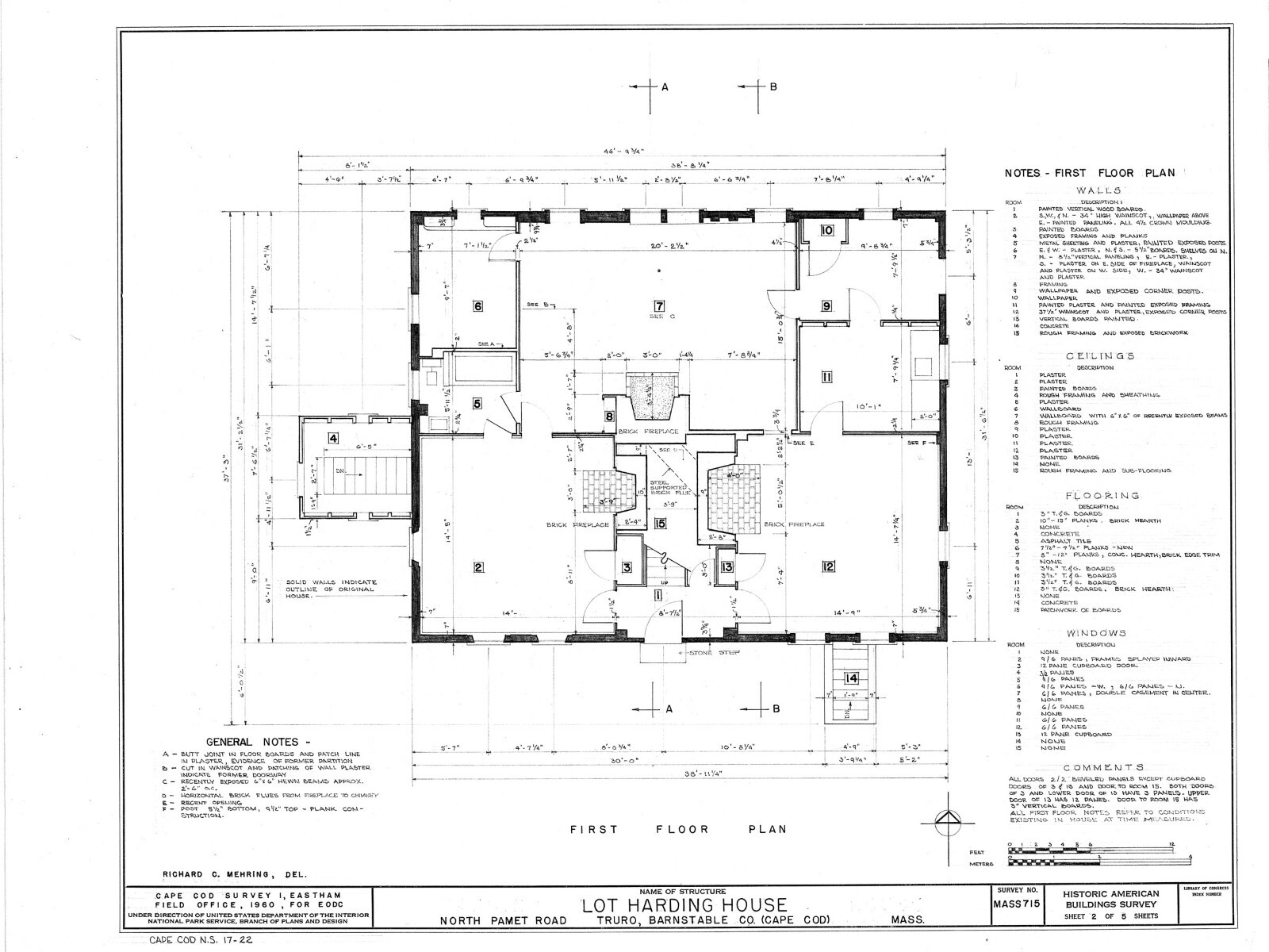 Cape Cod Colonial House Plans, single story w/ attic bedrooms, home plan prints