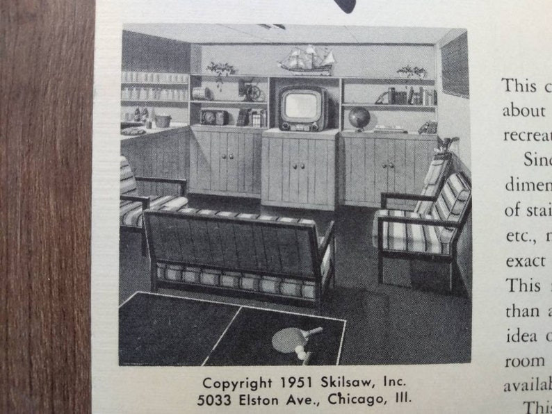 MCM Basement Rec Room Bar Building Plans DIY Retro Vintage 1950s Skil Chart 102