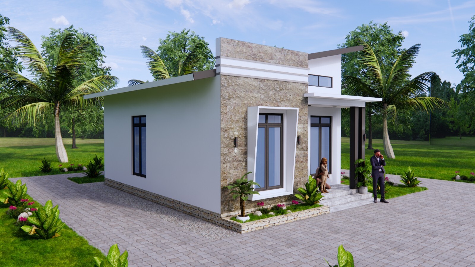 23×26 Feet Small House Plan 7×8 Meter 3 Beds 1 bath Shed Roof PDF & A4 Hard Copy