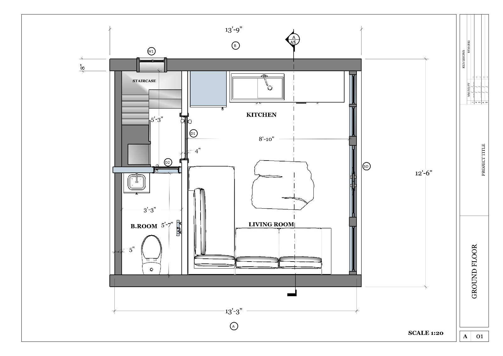 Modern American Style Tiny House Plan & 3D Images with PDF for Blueprint/DWG