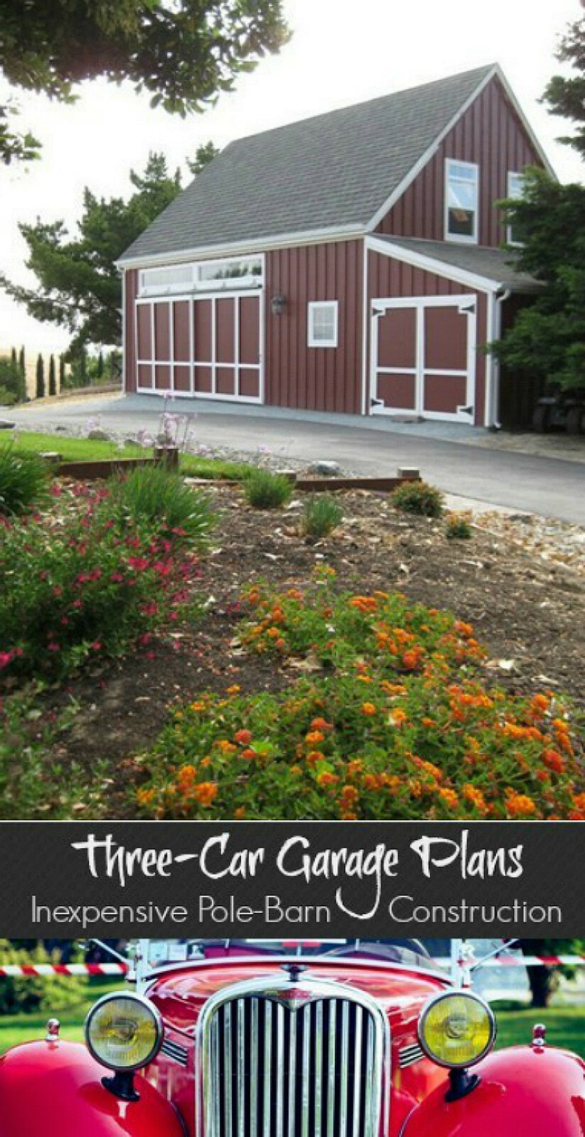 Three-Bay Car Barn Plans with Lofts: 3 Different Sets of Pole-Barn Plans (G3)