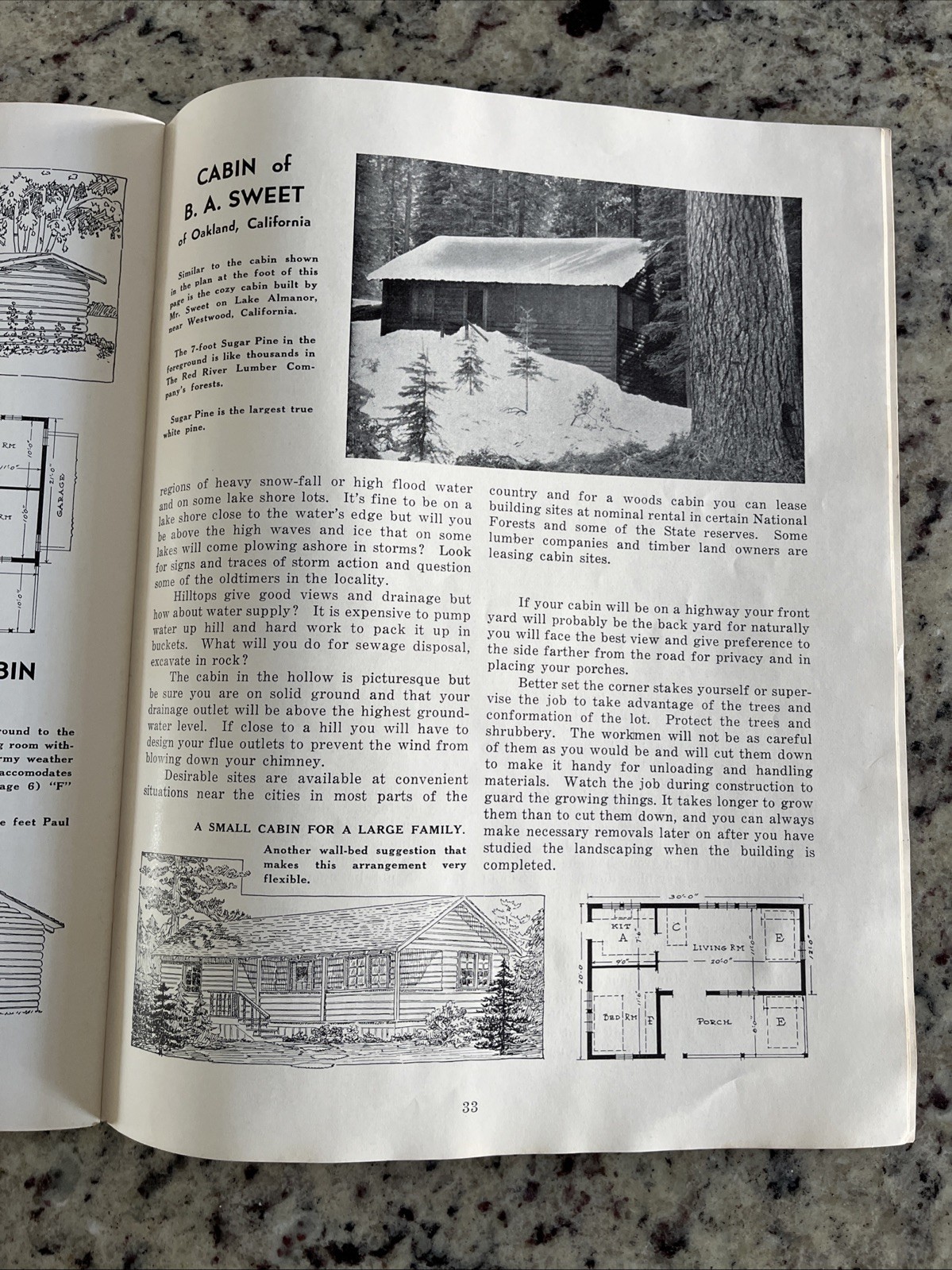 Vintage 1937 Paul Bunyan Log Cabin Plan Guide Cinder Cone Dance Hall Standish CA