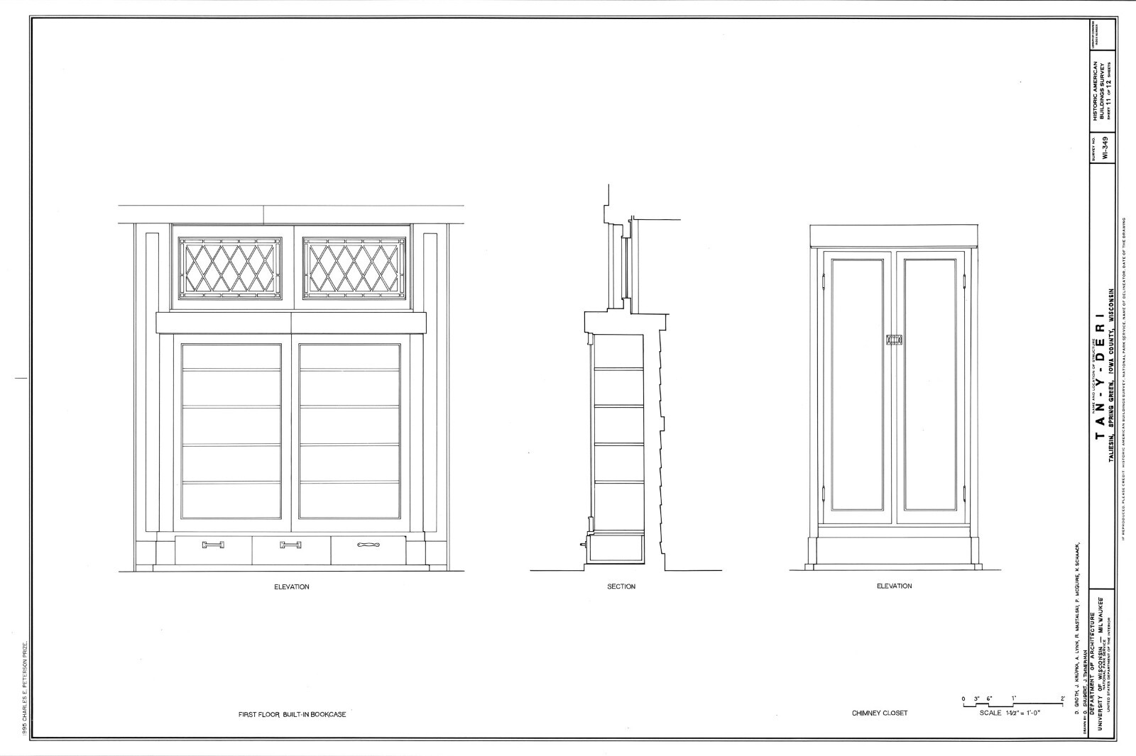4 bedroom open plan home by Frank Lloyd Wright, printed architectural drawings
