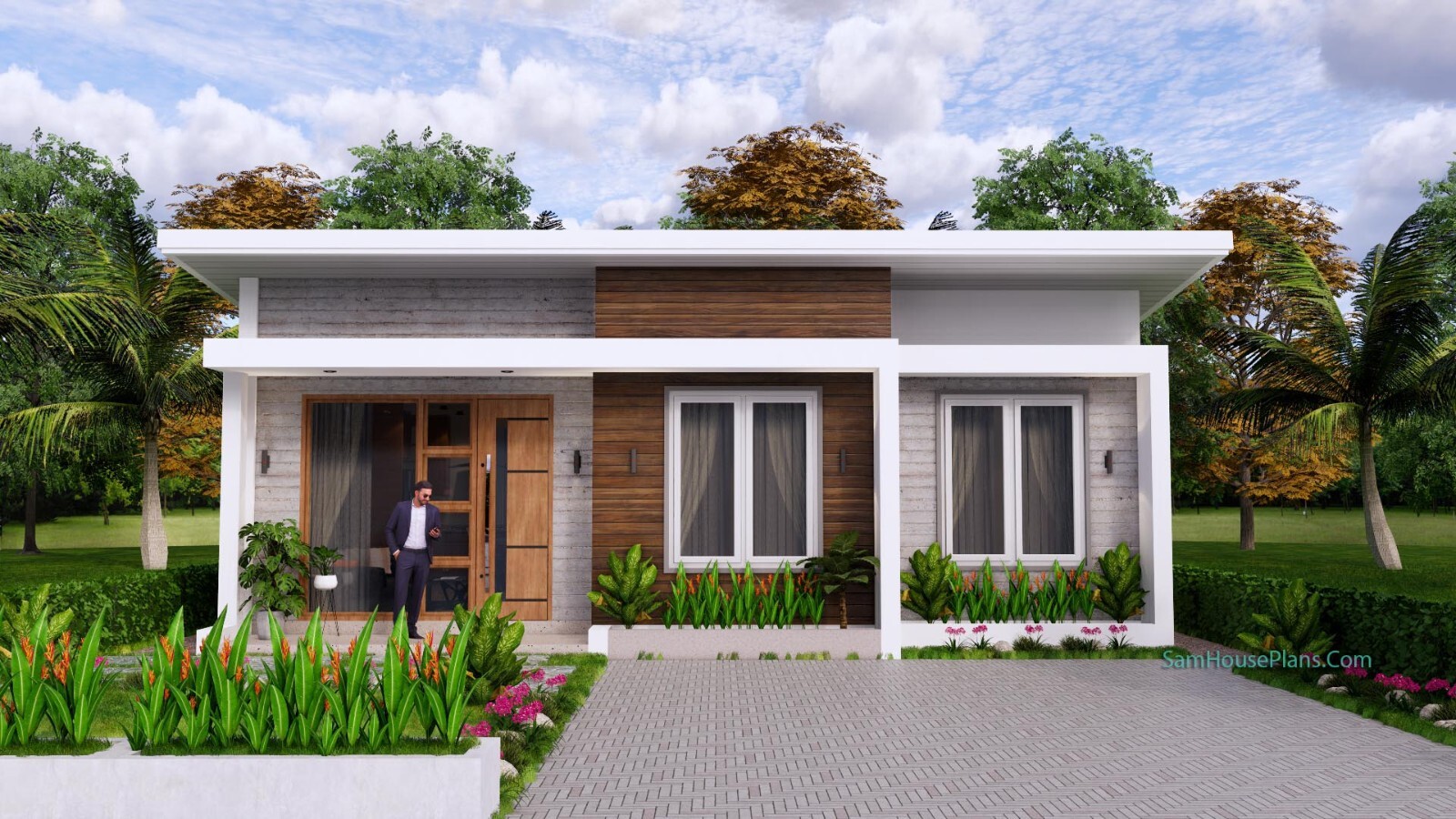 33×27 Feet Small House Plan 10×8 Meter 2 Beds 2 Baths Shed Roof (A4 Hard Copy)