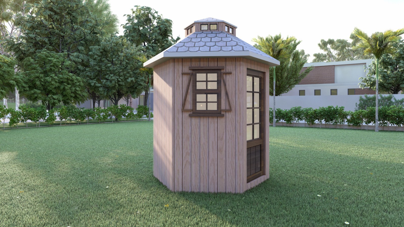 Hexagon Shed Plans – 4′ Hexagon Shape with 8′ Diameter, DIY Wood Construction