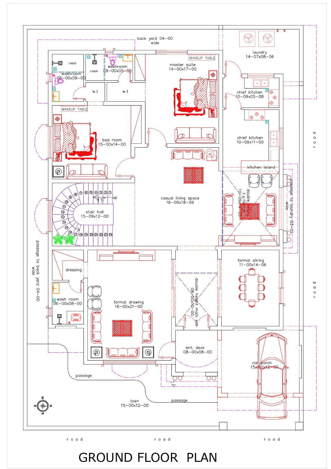 Custom Luxury Farm House Plan 5 Bedroom, 2 Kitchen, DrawingRoom Pdf Architect