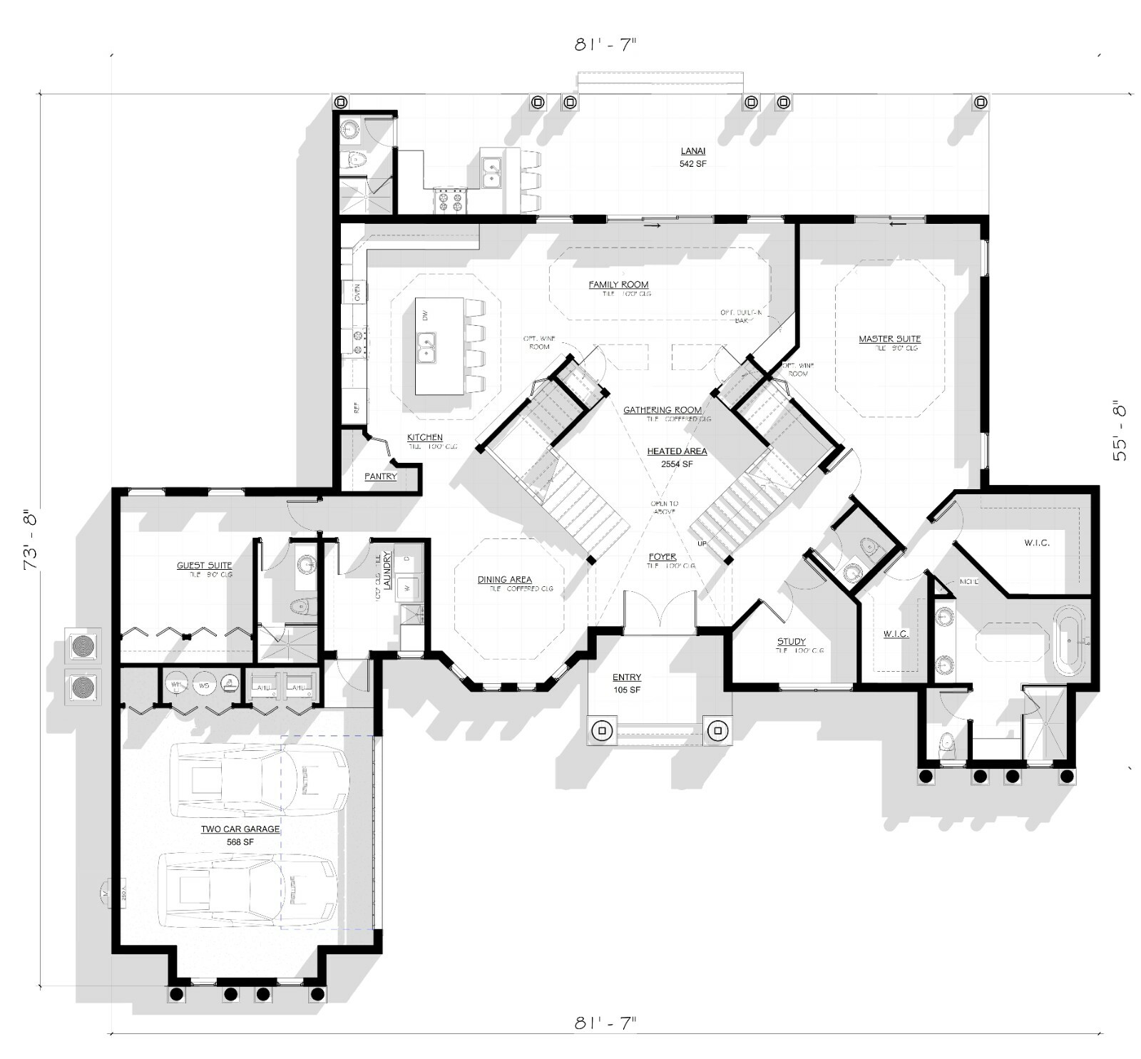 BLUEPRINTS MEDITERRANEAN TWO STORY HOUSE PLAN ARCHUP #105M 
