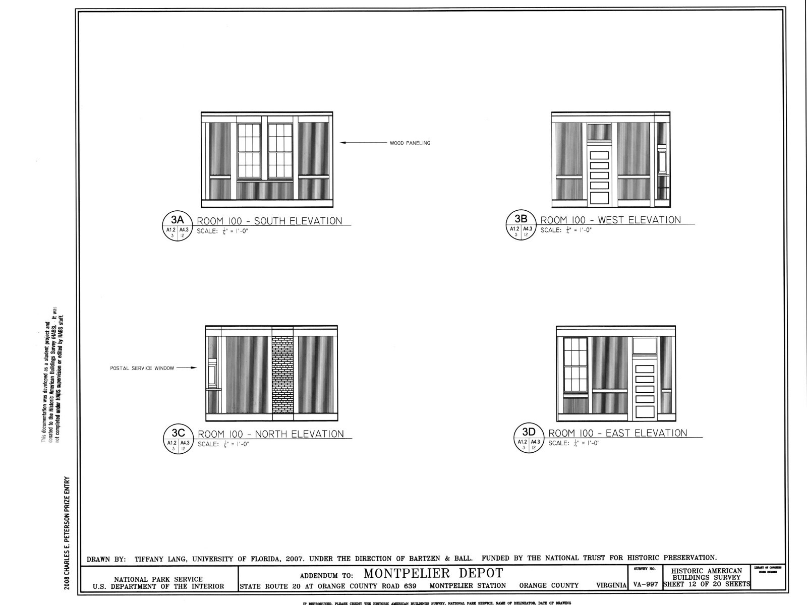 Southern Railroad Station, Montpelier, VA, architectural drawings, large set