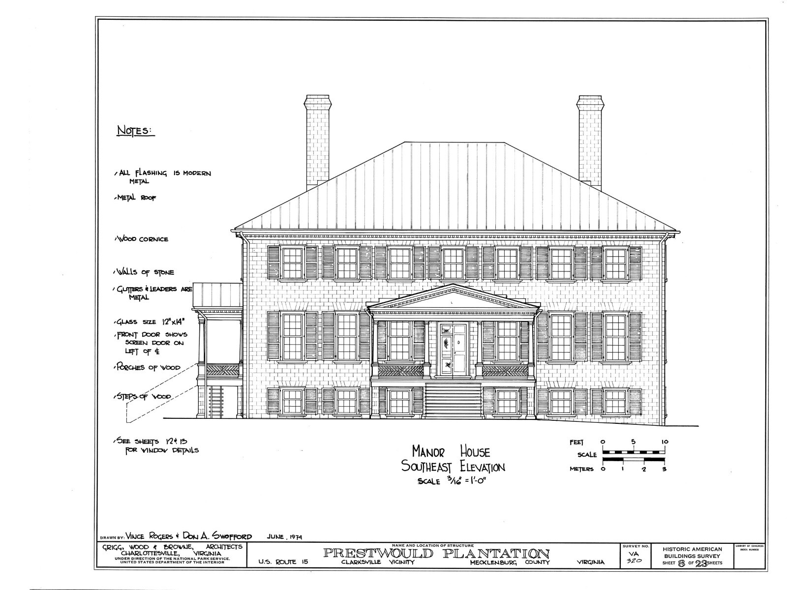 Architectural Home Plans, Prestwould Virginia Plantation Mansion w/ cottages
