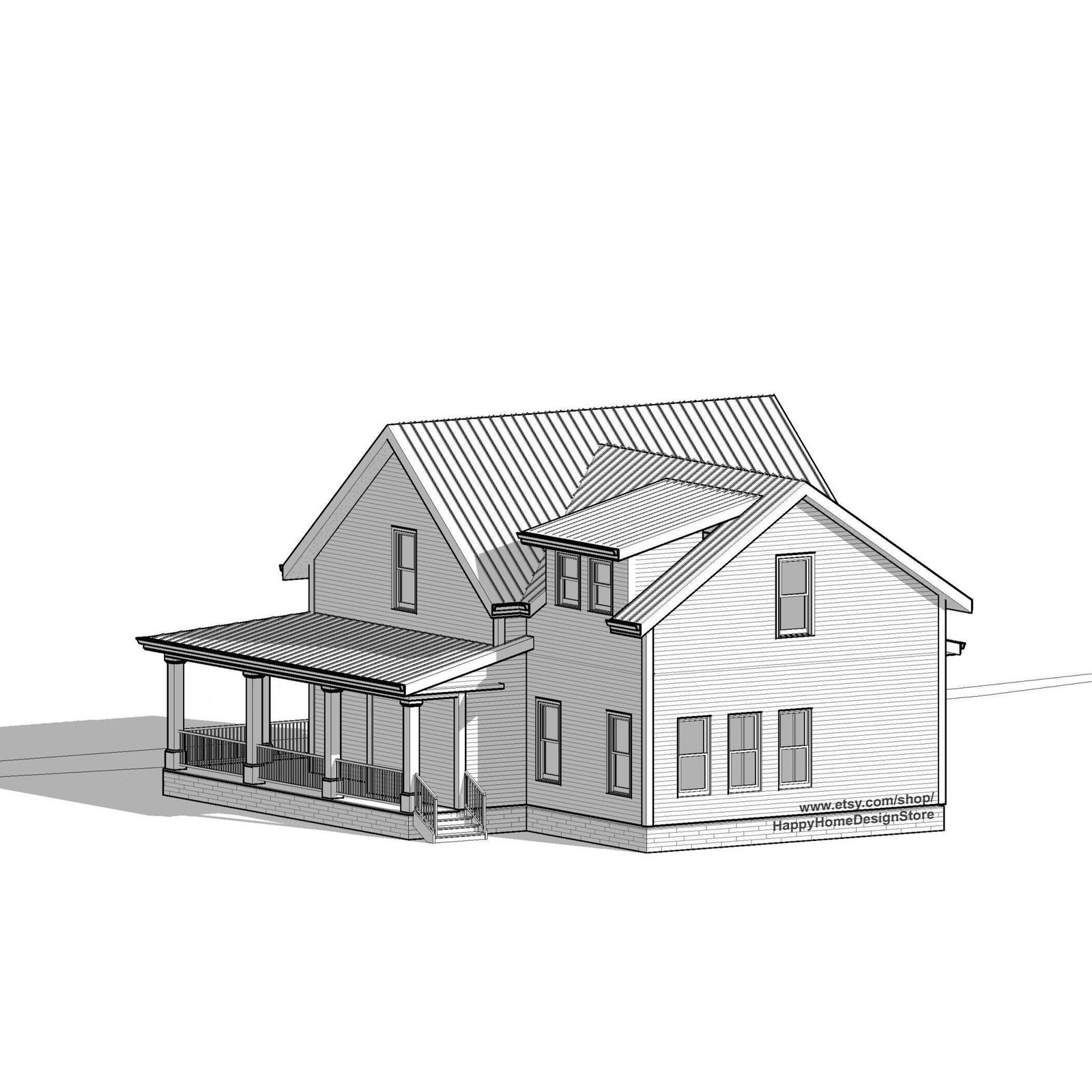 The Cottage Farmhouse Plan 3 bed 3.5 bath (51’x48′) Custom House Plans and Bluep