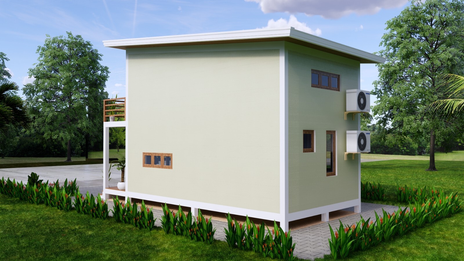 13×23 Feet Small House Design 4×7 Meter 2 Beds 1 Bath Shed Roof (A4 Hard Copy)