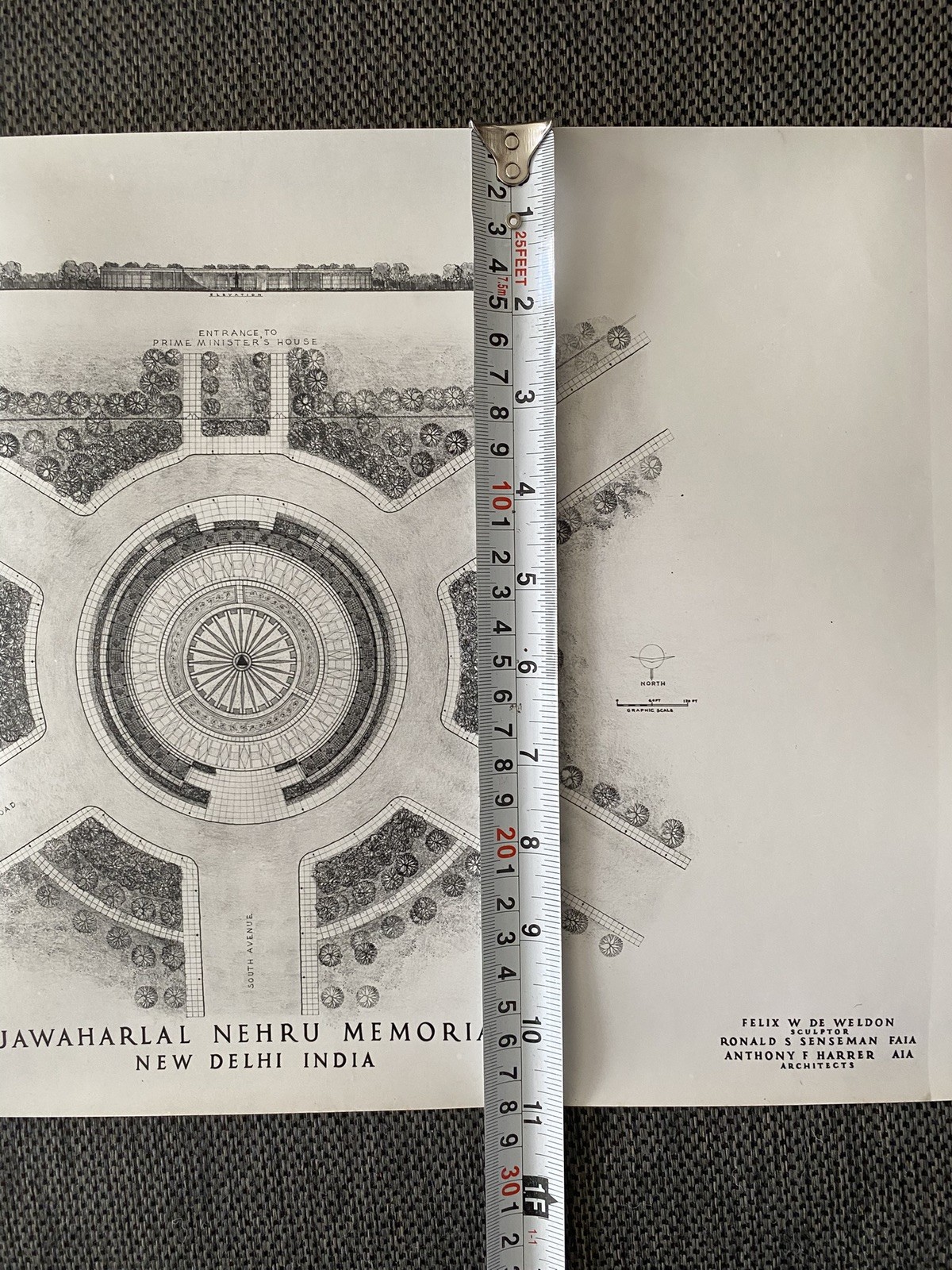 Vintage Felix De Weldon Personal Plans Blueprint Nehru Memorial New Delhi India