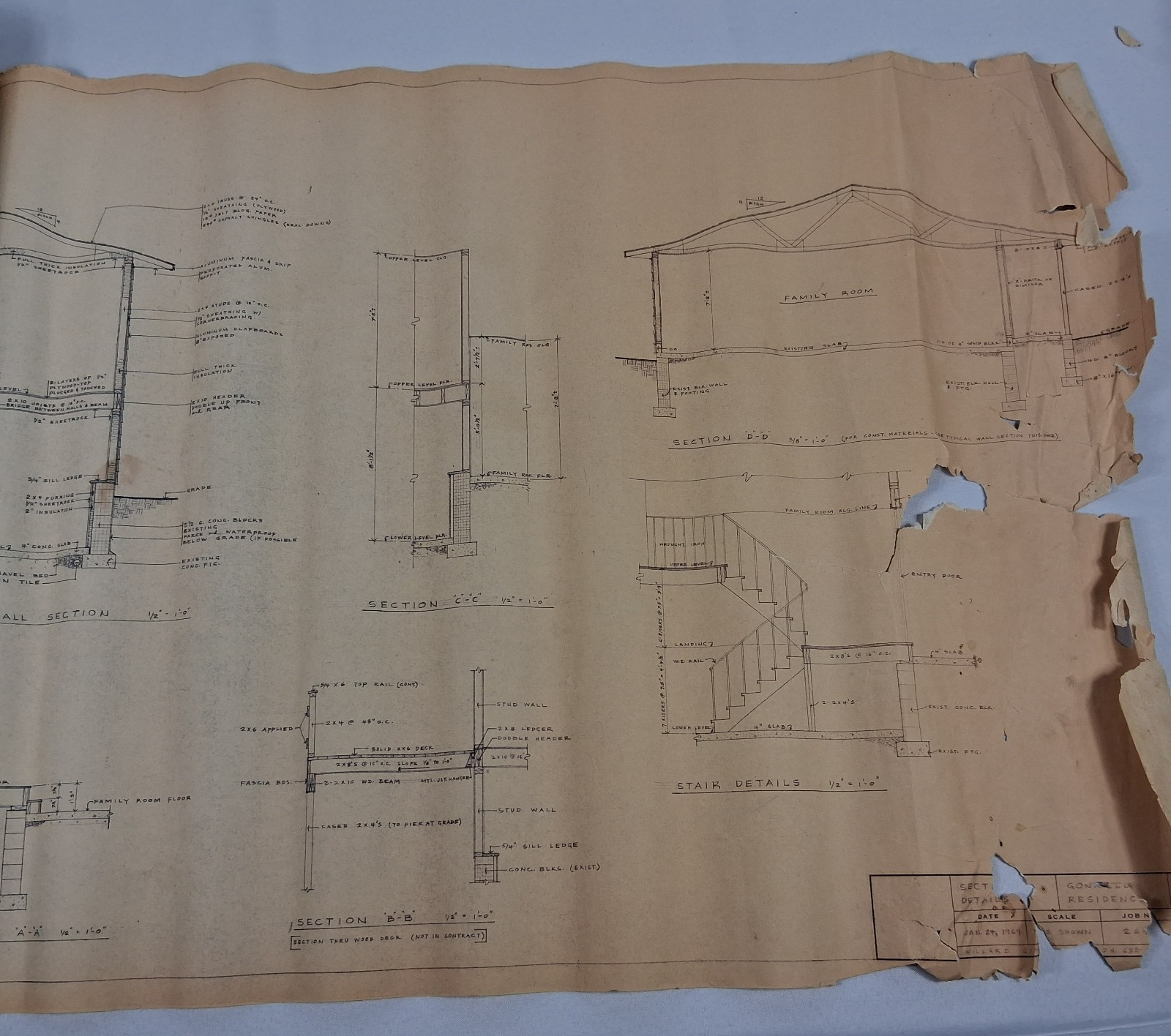 Mid Century Original 1969 Architectural Blueprints Drawings