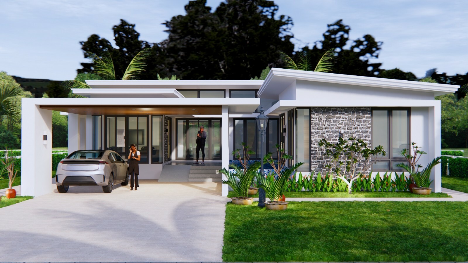 House Design with Pool 14×14 Meter 46×46 Feet 3 Beds 2 Baths Shed (A4 Hard Copy)