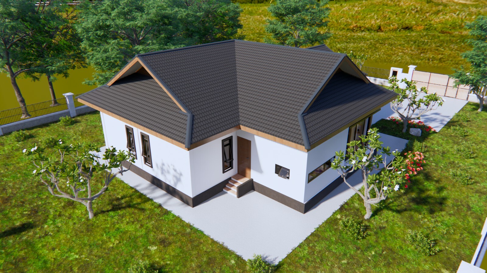 Cool Home Plans 11×14 Meters 36×46 Feet 3 Beds 2 Baths Gable Roof (A4 Hard Copy)