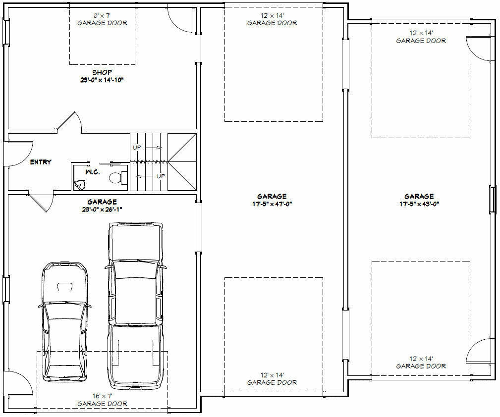 60×50 Apartment with 2-Car 2-RV Garage – PDF FloorPlan – 1,694 sqft – Model 1