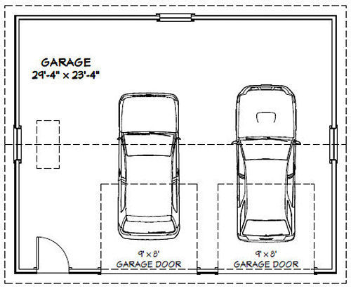 30×24 2-Car Garage — 720 sqft — PDF Floor Plan — Model 1
