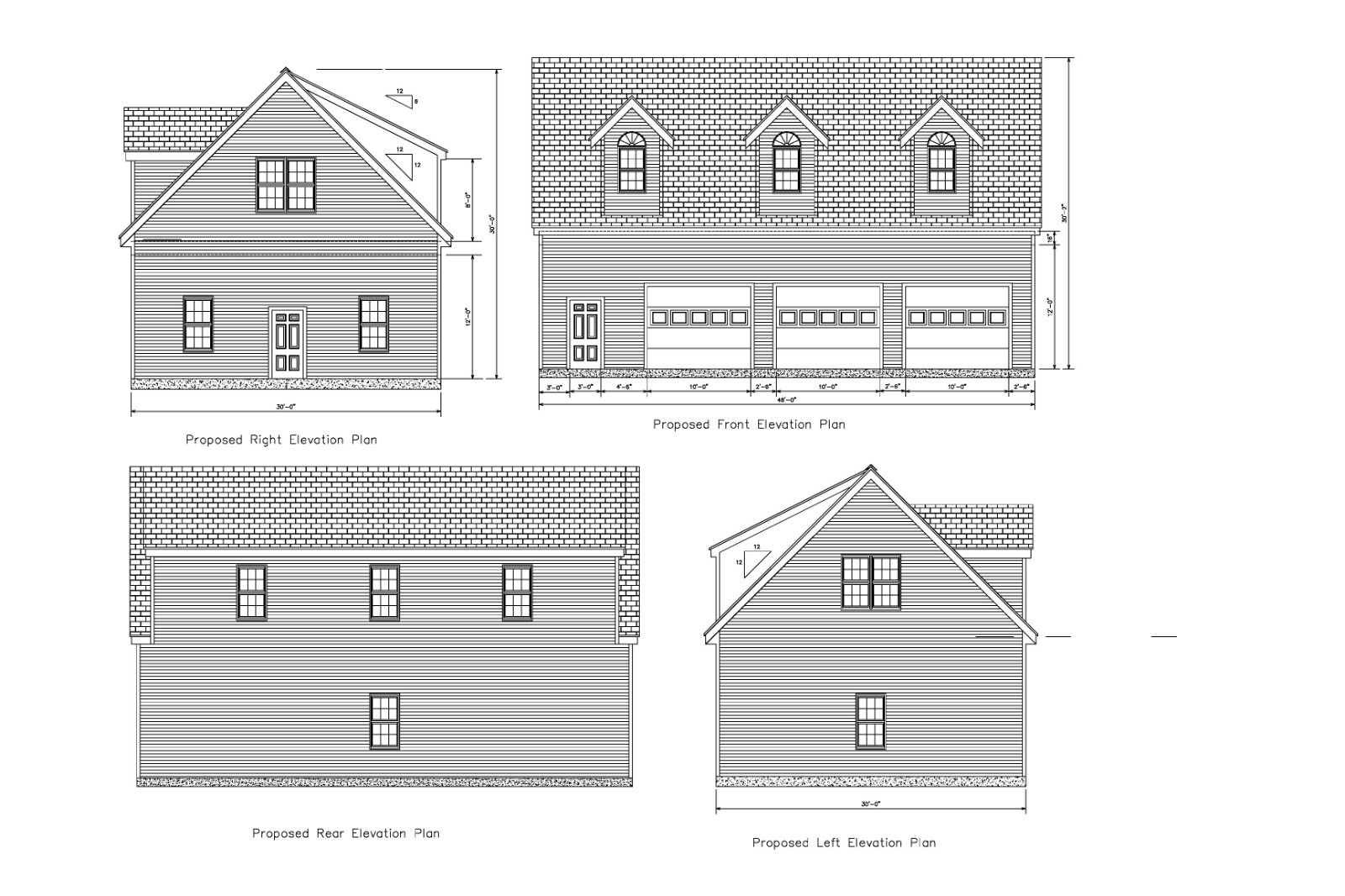 30X48-48X30 GARAGE PLAN GABLE ROOF HIGH CEILING POLE CONSTRUCTION 19-3048-GBL-7
