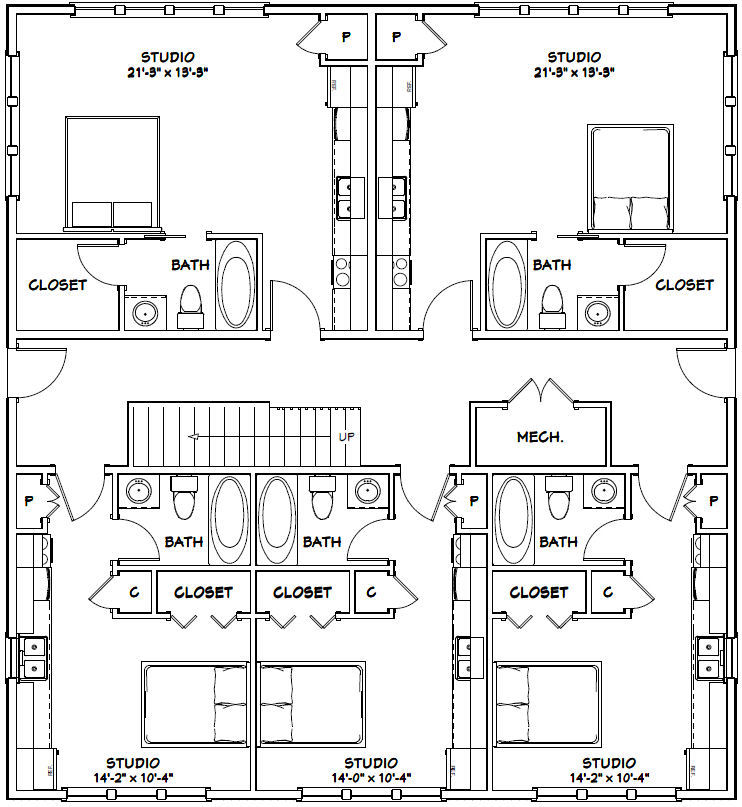 44×48 10-Plex – PDF FloorPlan – 4,114 sqft – Model 4D