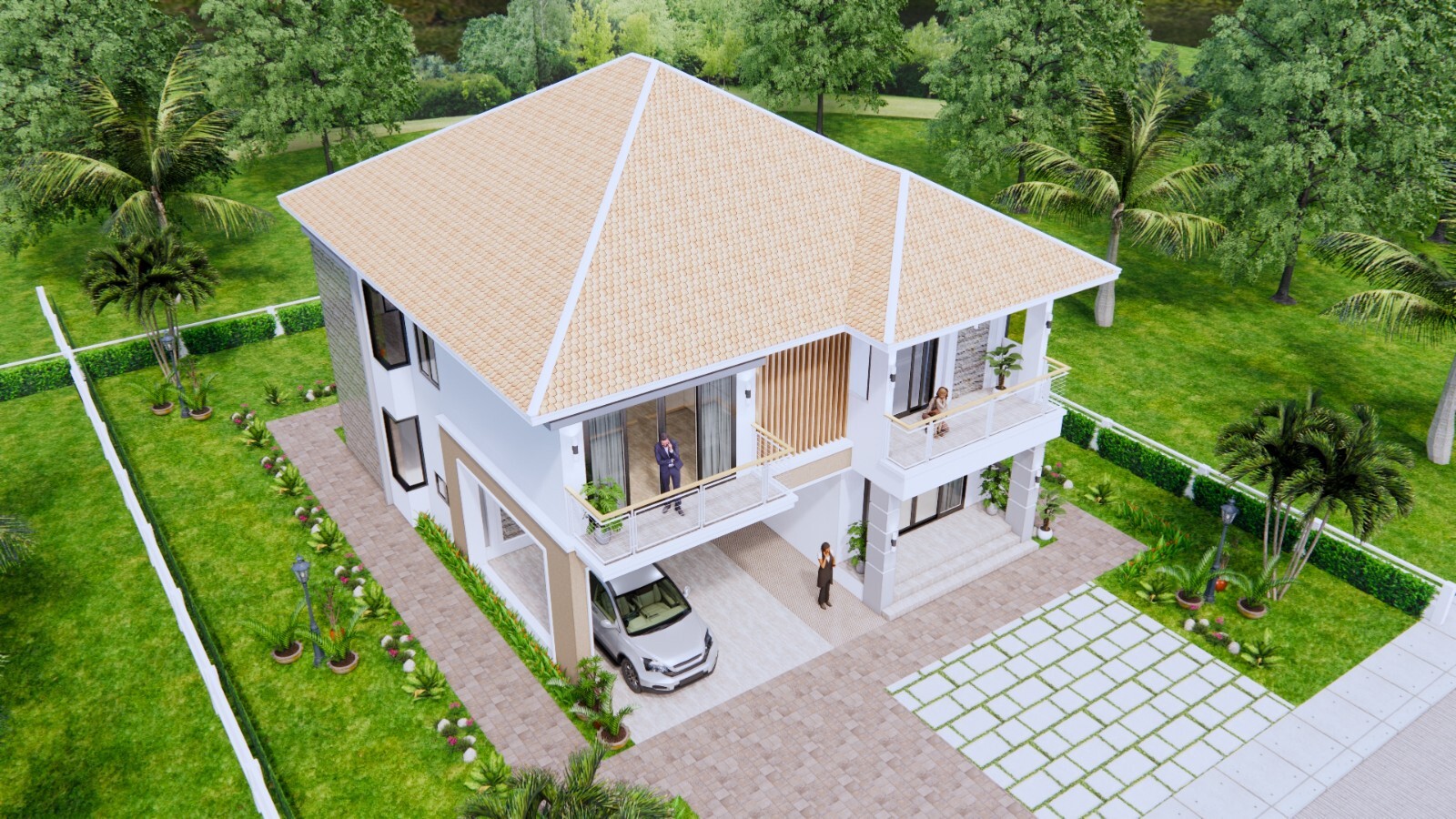 36×40 Feet House Design Plan 11×12 Meter 4 Beds 5 Baths Hip Roof (A4 Hard Copy)