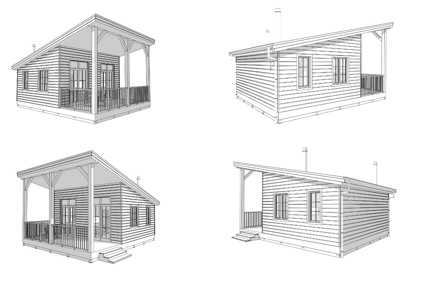Cozy Charming Tiny House 1 Bed, 1 Bath Architectural Build Plans PDF Download