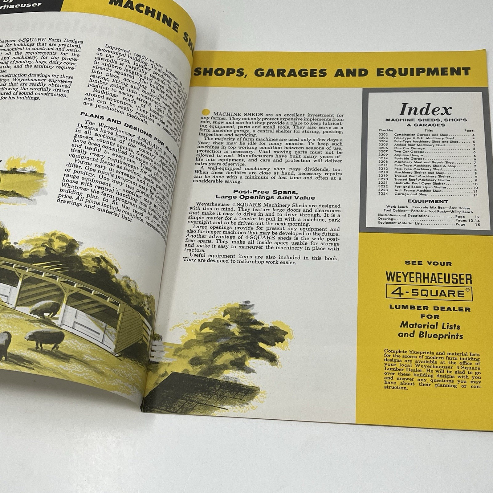 1958 Machine Sheds And Equipment Garage Weyerhaeuser 4 Square Guide Manual Plans
