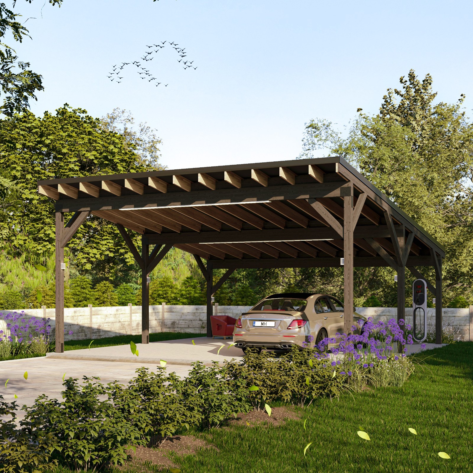 Modern Wood Carport plan 24’x24’ Pavilion Detailed Blueprints