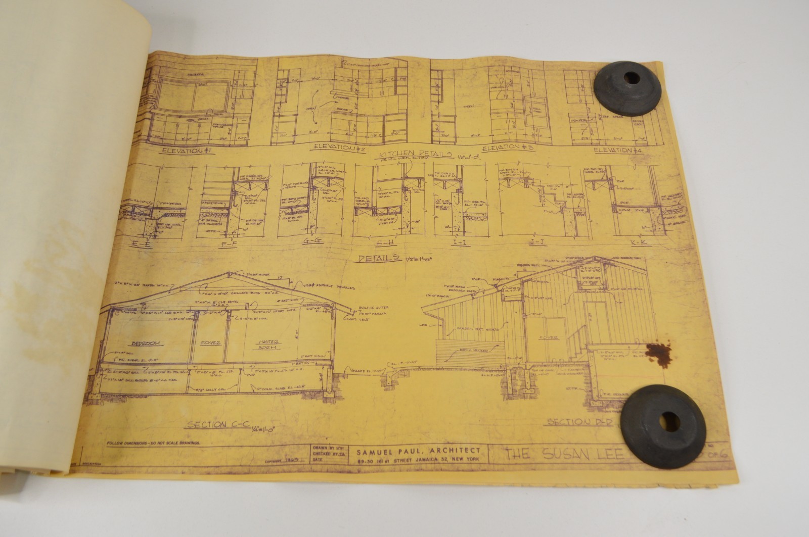 Original 1965 Home House Plans Samuel Paul Architect The Susan Lee 18×24″ Vellum