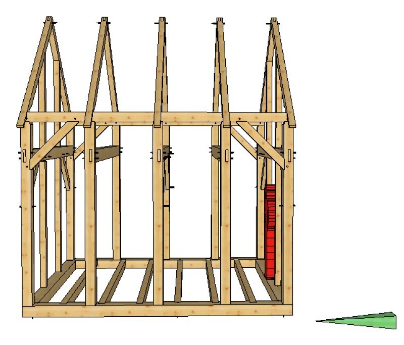 Timber Frame Shed Plans size 12′ x 14′ two doors, printed plans on 8 1/2×11 new