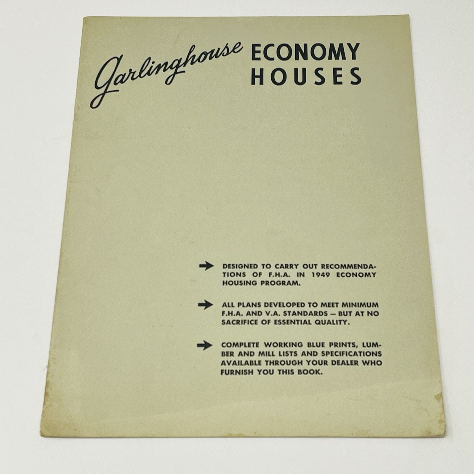 1949 Garlinghouse Economy Houses Home Blueprint Plans Brochure Catalog Book