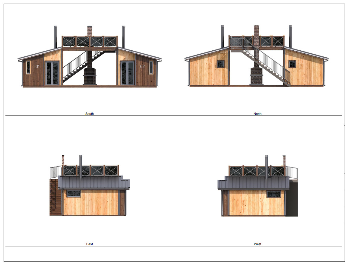 38’x18’ Double Tiny House, 1-Bed, 1-Bath Architectural Build Plans PDF Download