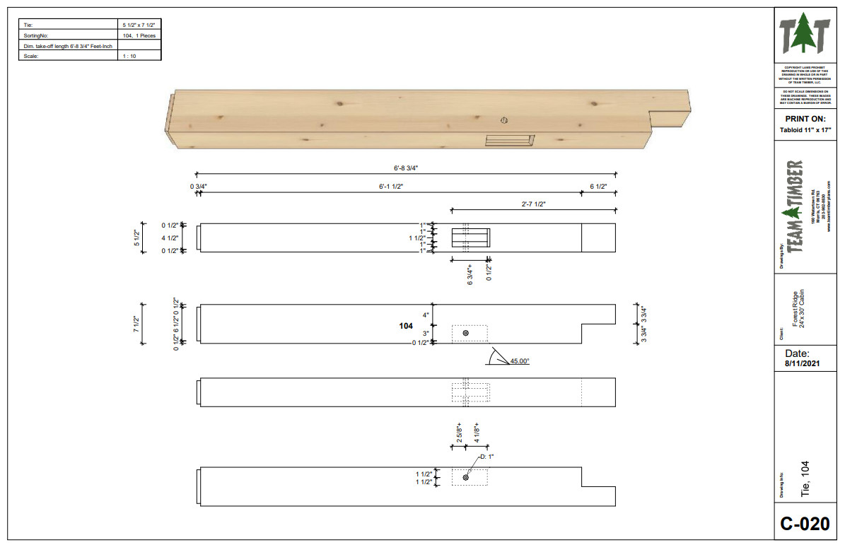 24′ x 30′ Forest Ridge Cabin Timber Frame Plan Set