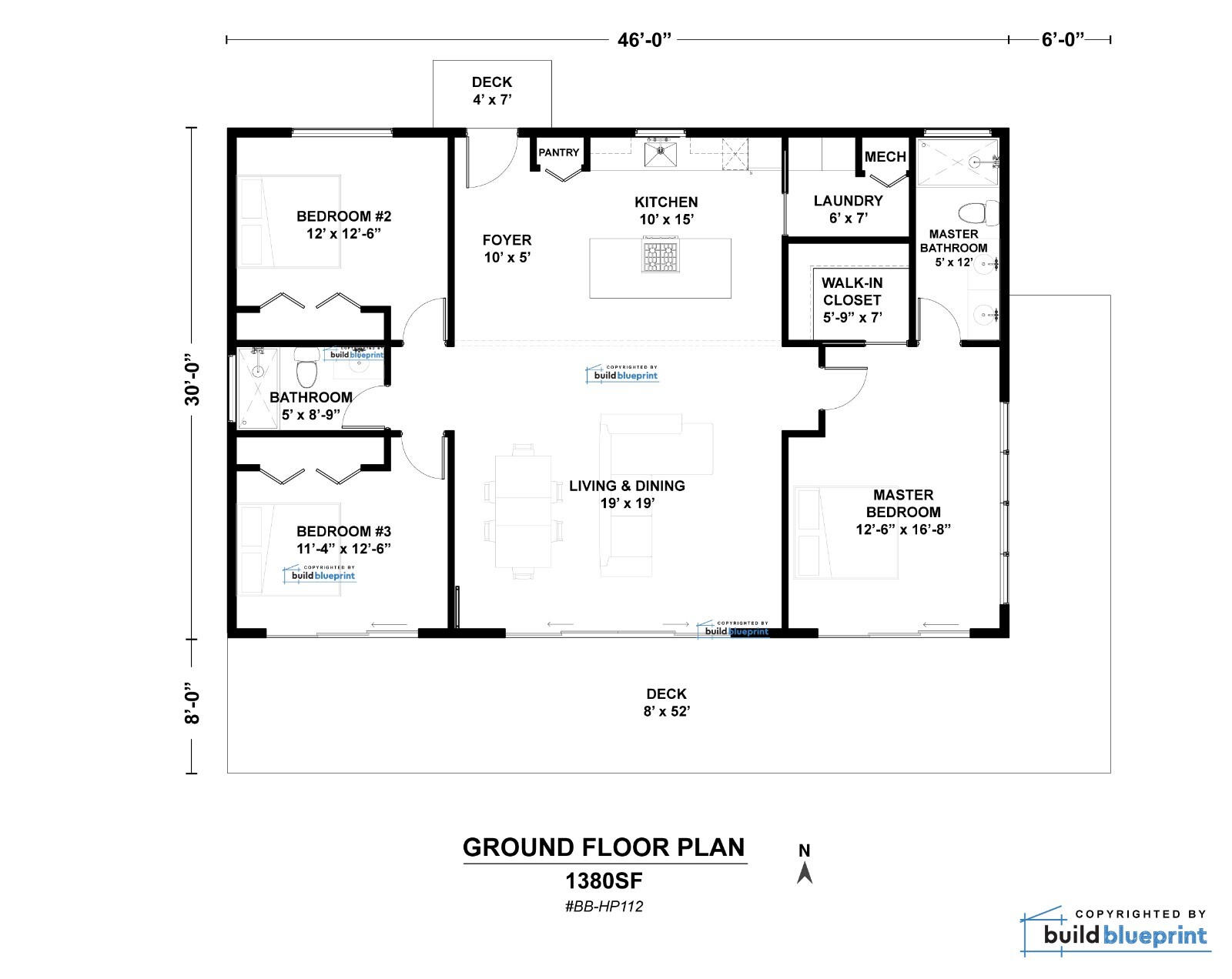 30×46 Lean Modern Cottage Custom Architectural Plans 1380SF – PDF Download