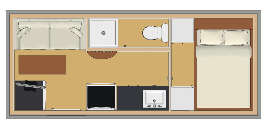 178sqft – 8’6″x21′ – 1bedrm1bath-Tiny House/Trailer design – ala cart-
