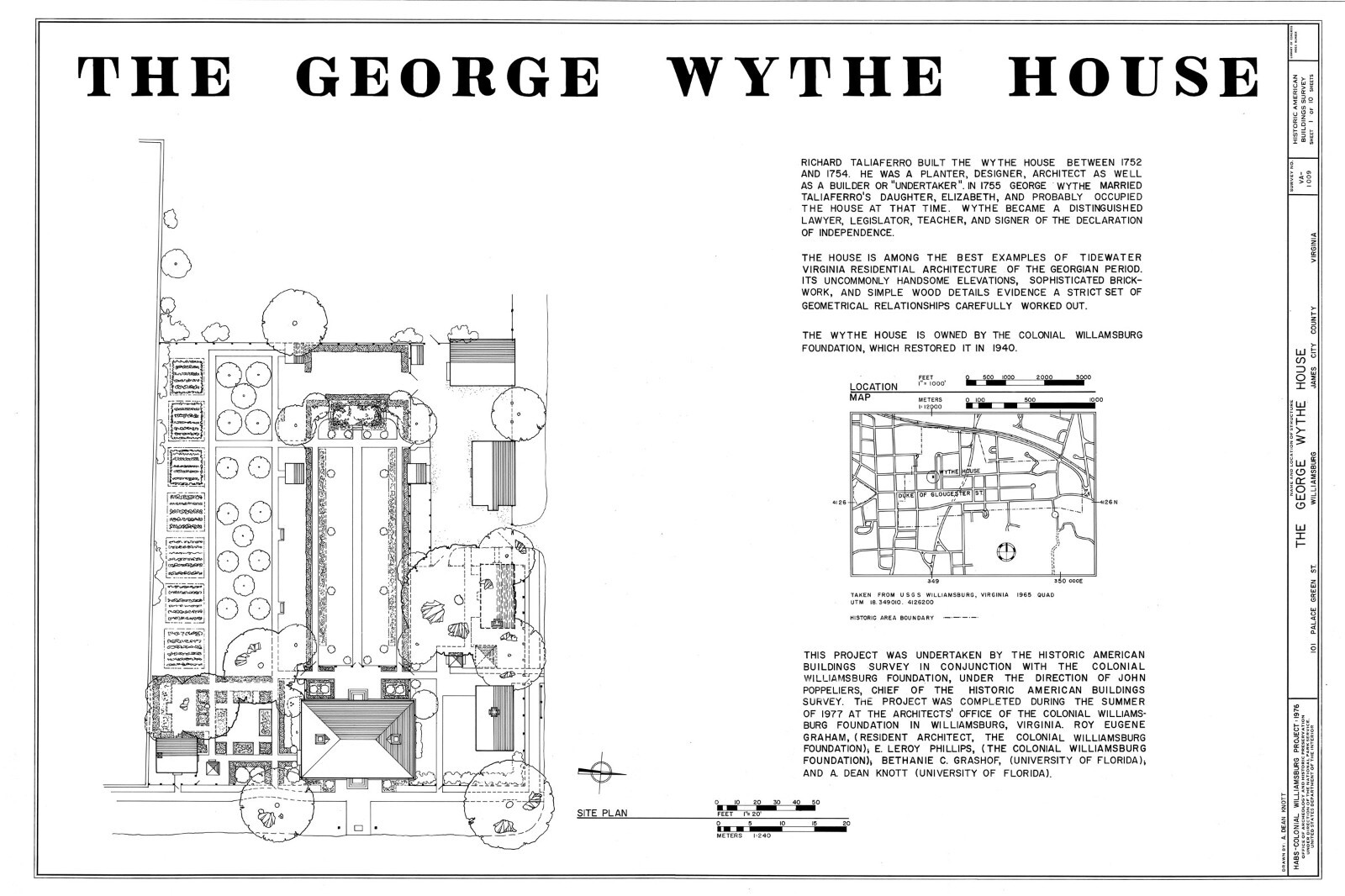 Traditional Brick House, Colonial Williamsburg architectural PRINTED PLANS