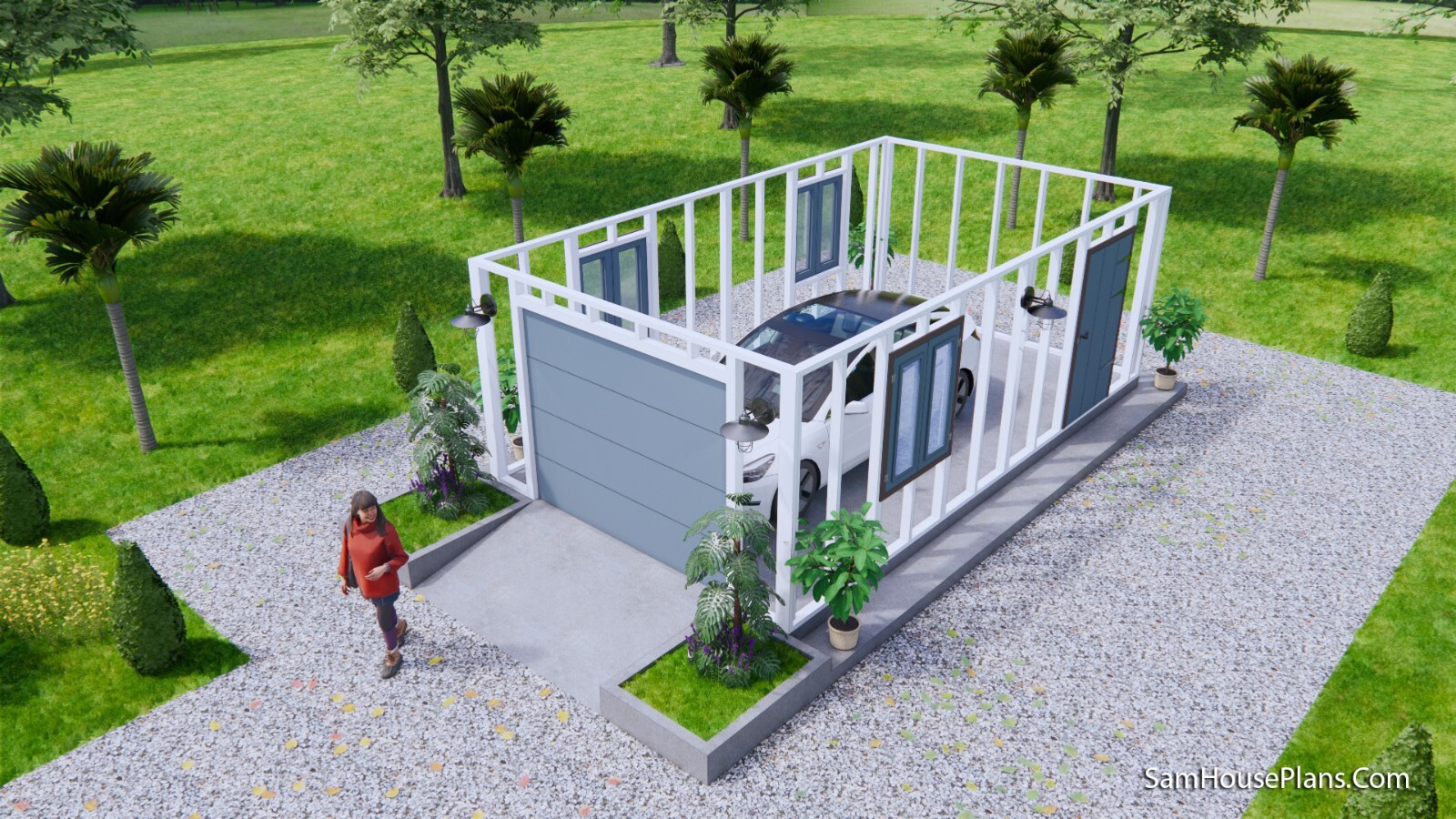 13×23 Feet 4×7 Meter 1 Car Garage Gable Roof Shed Plan PDF Plans (A4 Hard Copy)
