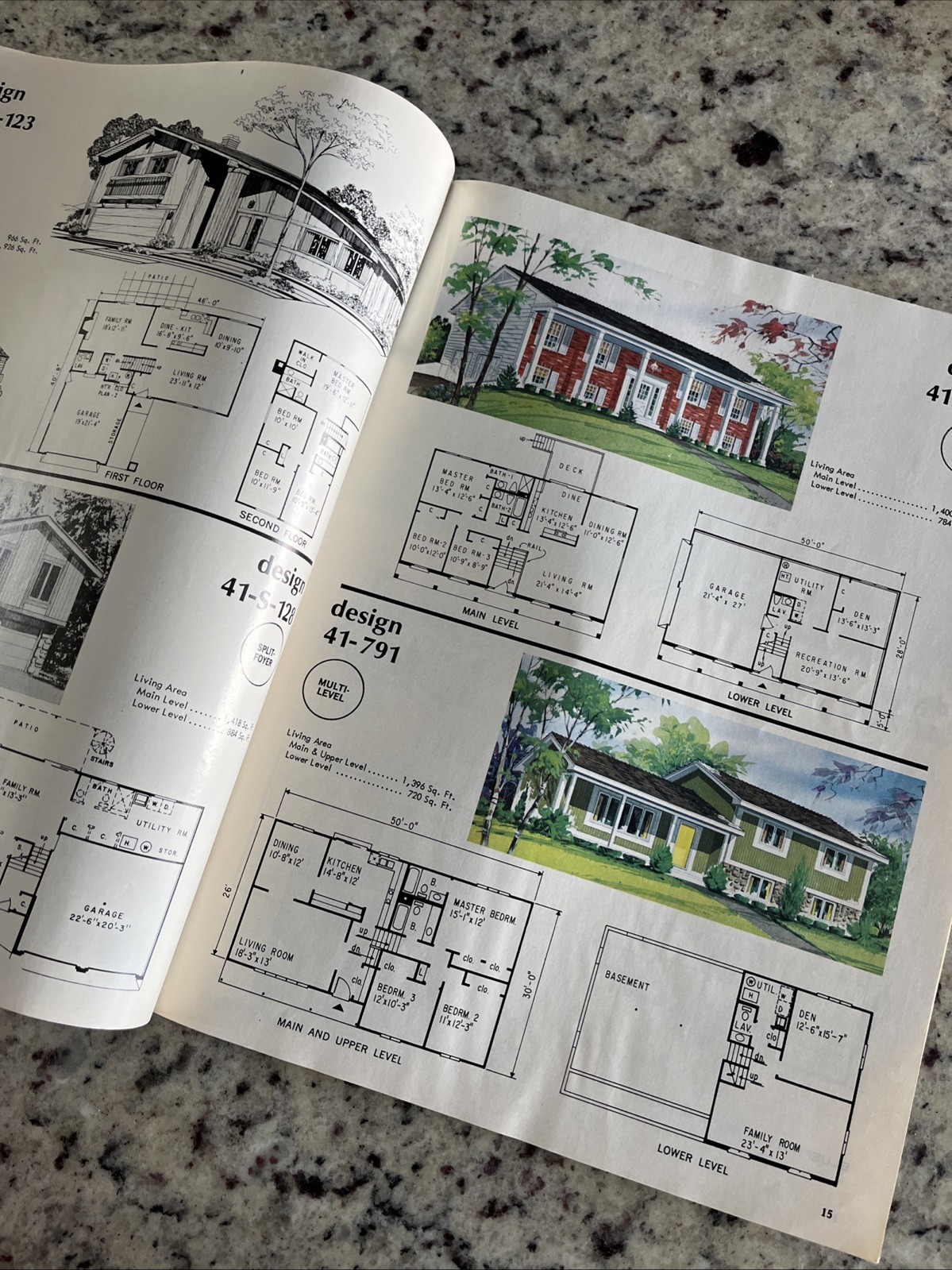 Vintage 1972 MCM Multi-Level Hillside Home Plans Design Catalog Blueprints
