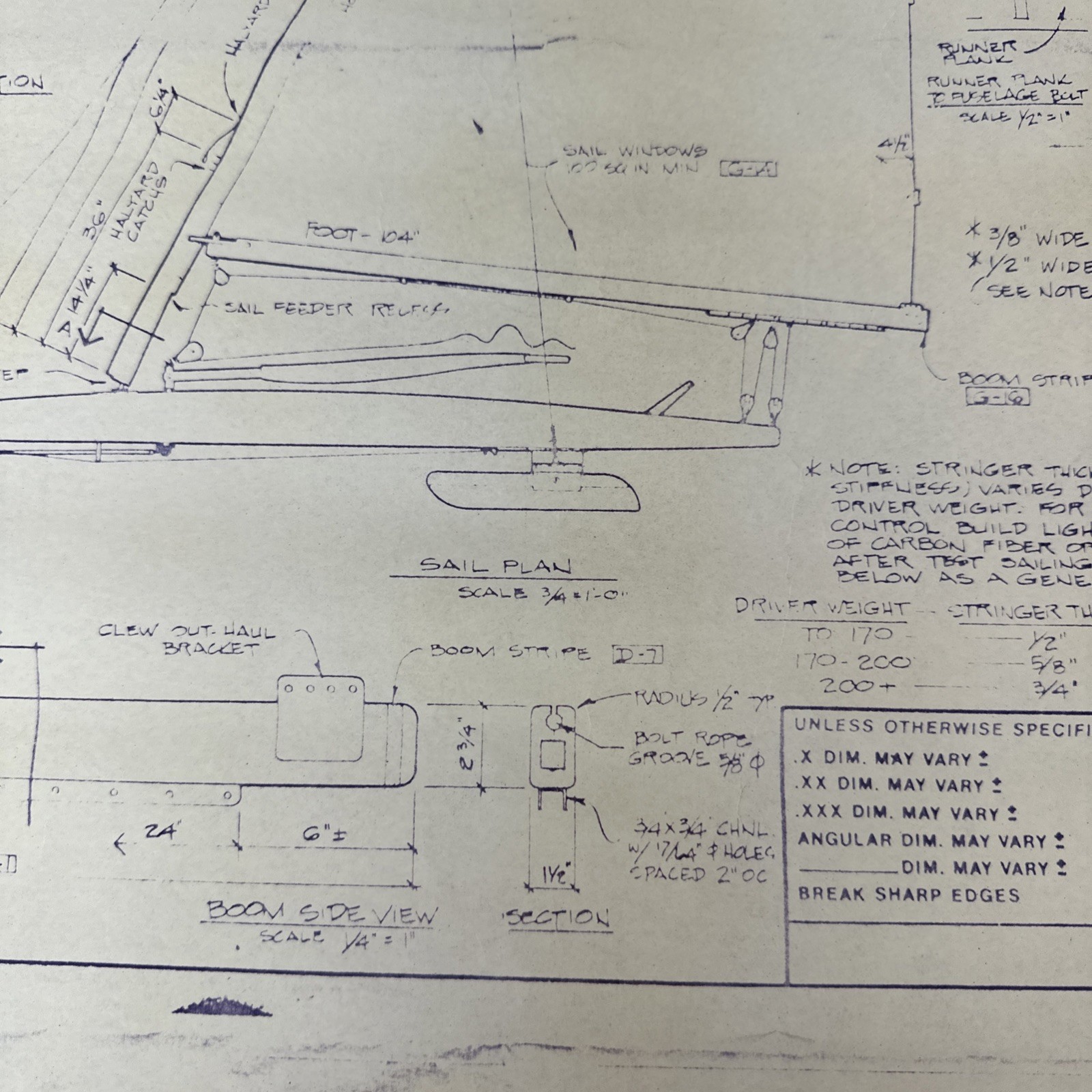 Vintage Blueprint International DN-60 Iceboat Gougeon Brothers Bay City Michigan