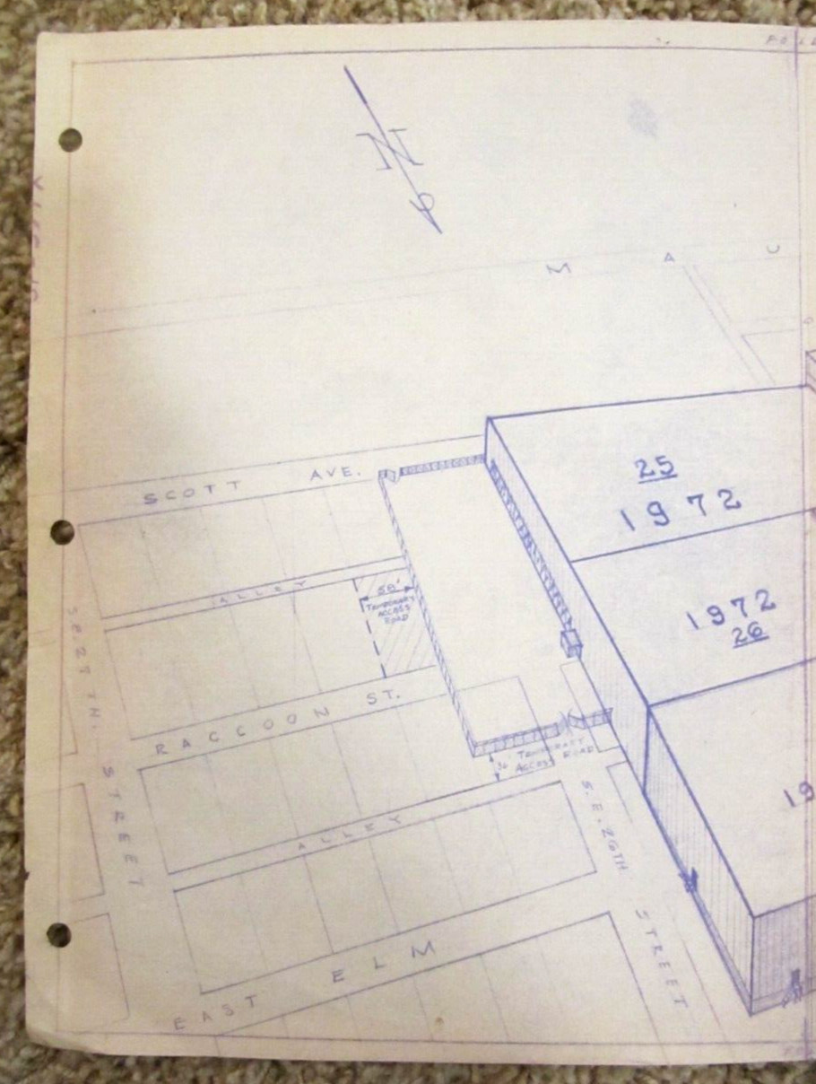 Vintage Architectural Drawing, Armstrong Tire Company, Des Moines, IA, Date 1972