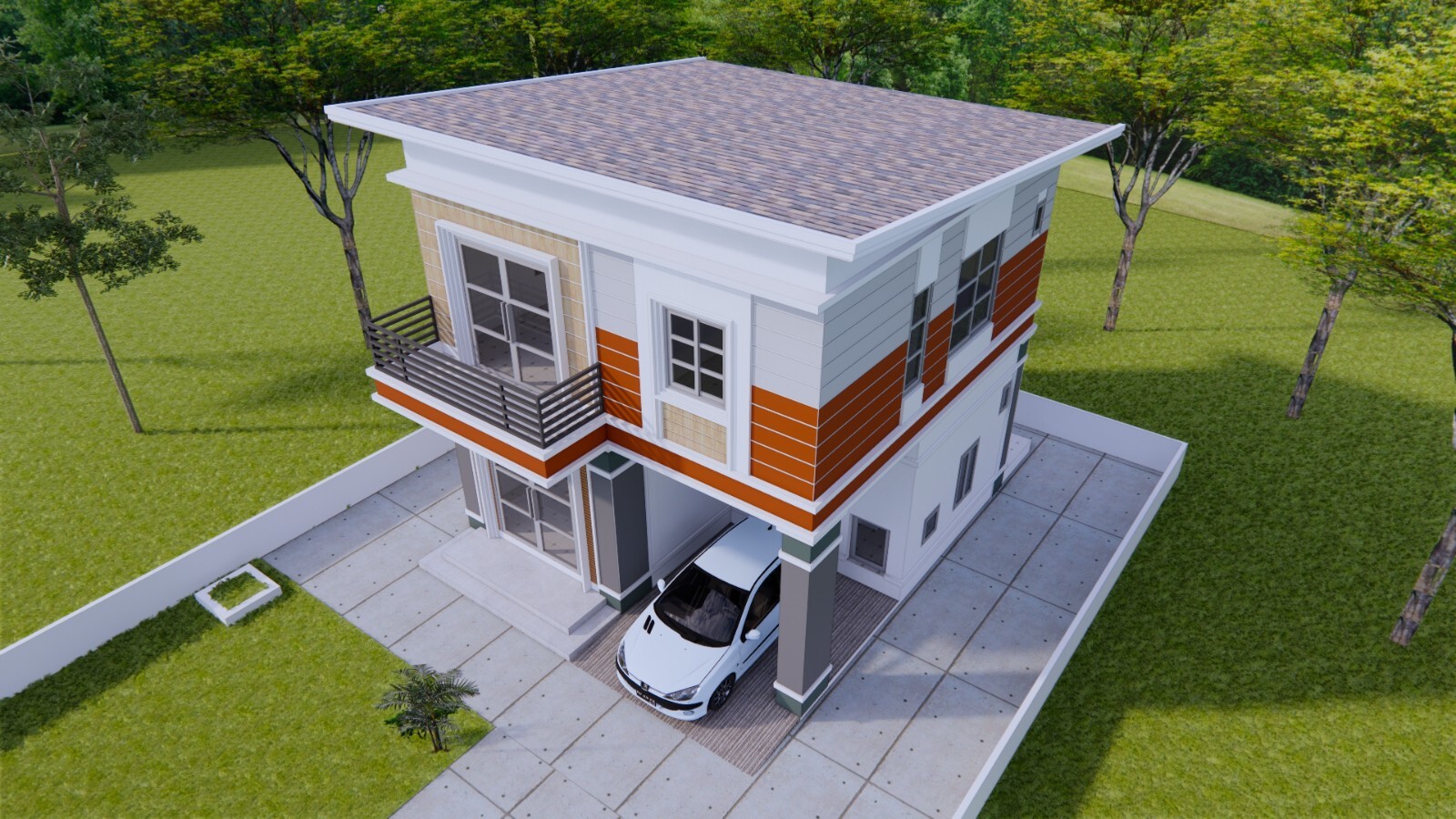 23×23 Feet House Plan 7×7 Meter 3 Bed 3 Bath Shed Roof PDF Plan (A4 Hard Copy)