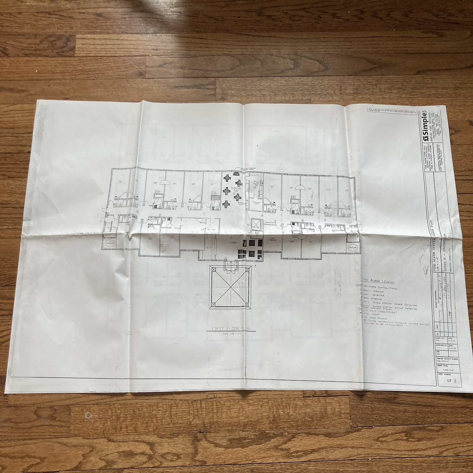 Large Foldout Architectural Blueprint Super 8 Motel Uniontown PA Y2K 36×24